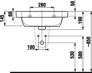 Jika Deep umývadlo 55cm s 1 otvorom pre batériu H8126120001041