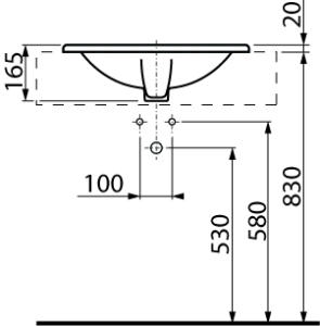 Jika Cubito umývadlo 55cm zápustné s 1 otvorom H8174220001041