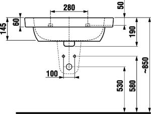 Jika Deep umývadlo 60cm s 1 otvorom pre batériu H8126130001041