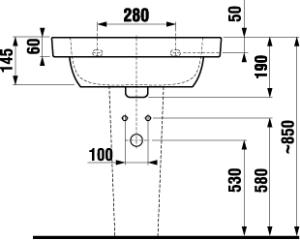 Jika Deep umývadlo 65cm s 1 otvorom pre batériu H8126140001041