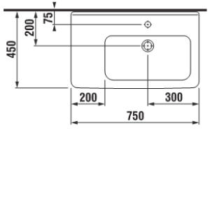 Jika Cubito umývadlo 75cm asymetrické ľavé H8124210001041