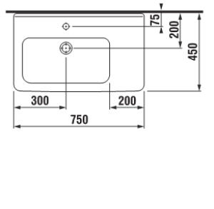 Jika Cubito umývadlo 75cm asymetrické pravé H8124220001041