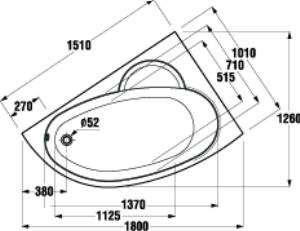 Jika vaňa Olymp 150x101 asymetrická ľavá bez podpier 2.2982.0.000.000.1