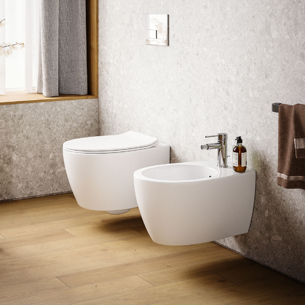 Vima 404 - NOVEL SET: Závesné WC Rimless + sedátko s poklopom Soft-Close, biela