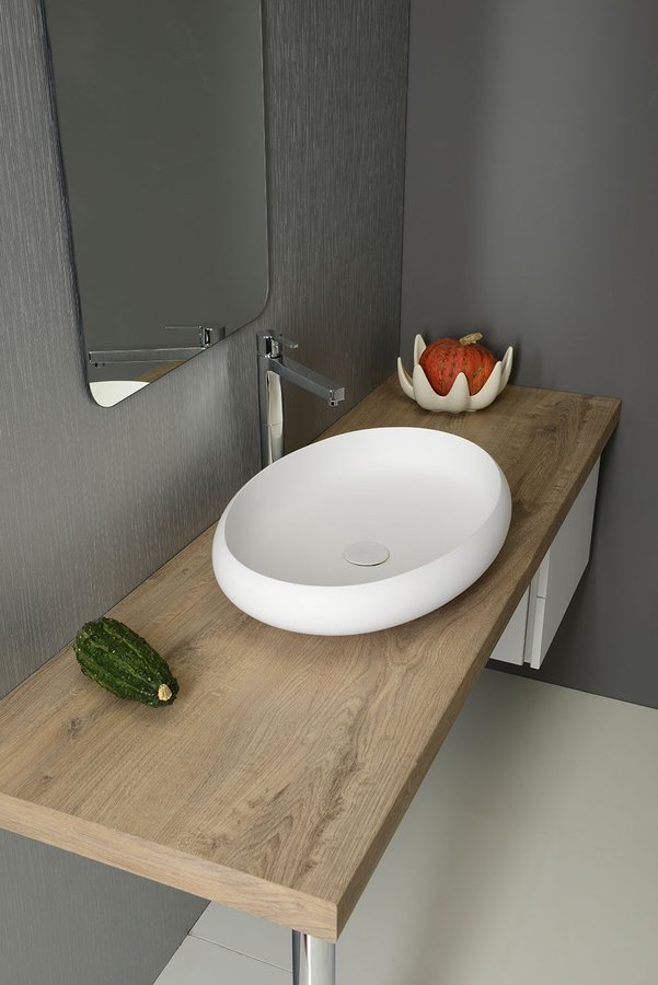 Thin WN213 oválne umývadlo 600x400x112 mm, na dosku, matná biela
