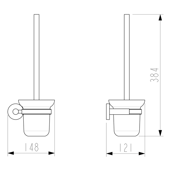 X-Round XR323 WC kefa nástenná, mliečne sklo, chróm