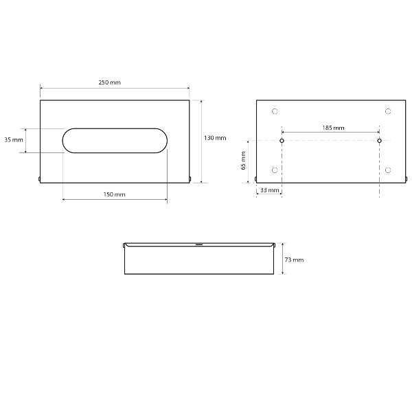 Sapho XP009B box na papierové utierky, 250x130x75mm, čierny