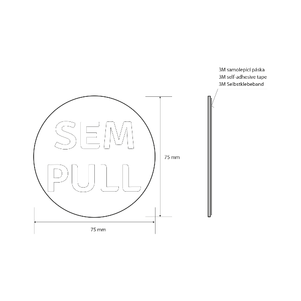 Sapho XP126 tabuľka "SEM/PULL", priemer 75mm, nerez mat