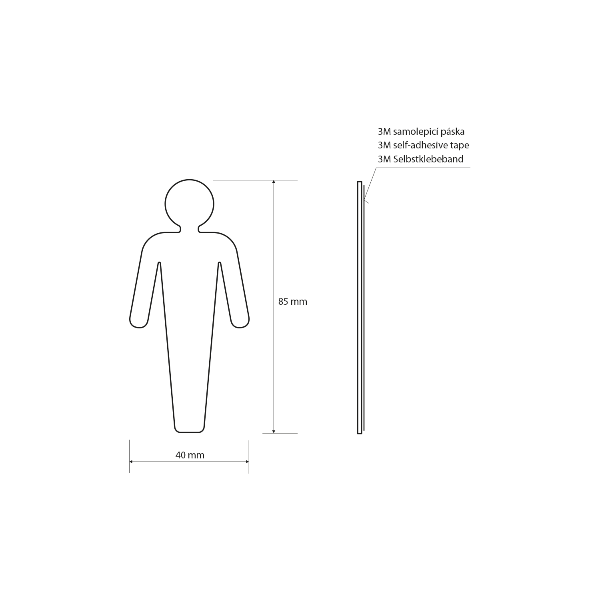 Sapho XP131 označenie panskych toaliet, 80x35x2mm, nerez mat