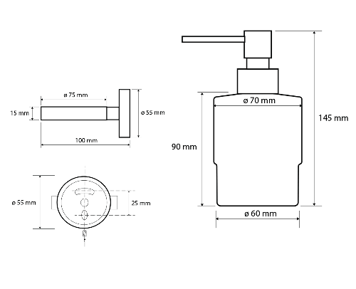 X-Round White XR103W dávkovač mydla, mliečne sklo, 200ml, biely