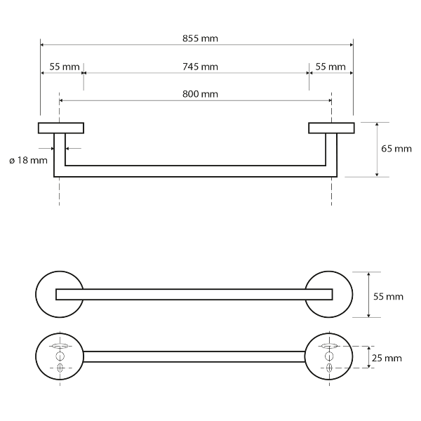 X-Round XR426 držiak na uteráky 855mm, chróm