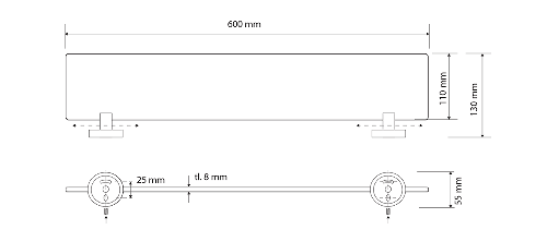 X-Round White XR609W polička, mliečne sklo, biela