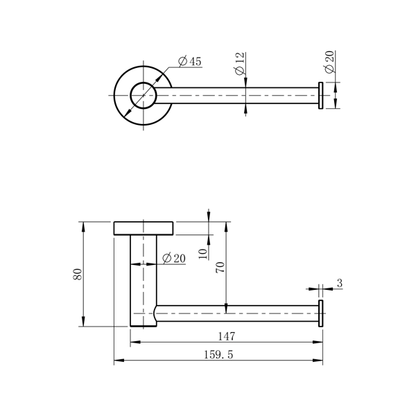 X-Round XR723 držiak toaletného papiera, bez krytu, chróm