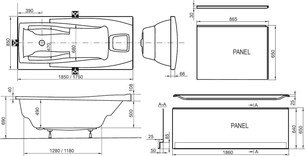 Ravak vaňa You 175x85 WarmFlow biela VÝPREDAJ