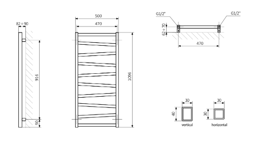 Zig ZG511A vykurovacie teleso 500x1096 mm, 406 W, antracit