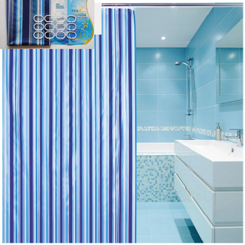 Aqualine ZV011 sprchový záves 180x180cm, vinyl, modrý, pruhy